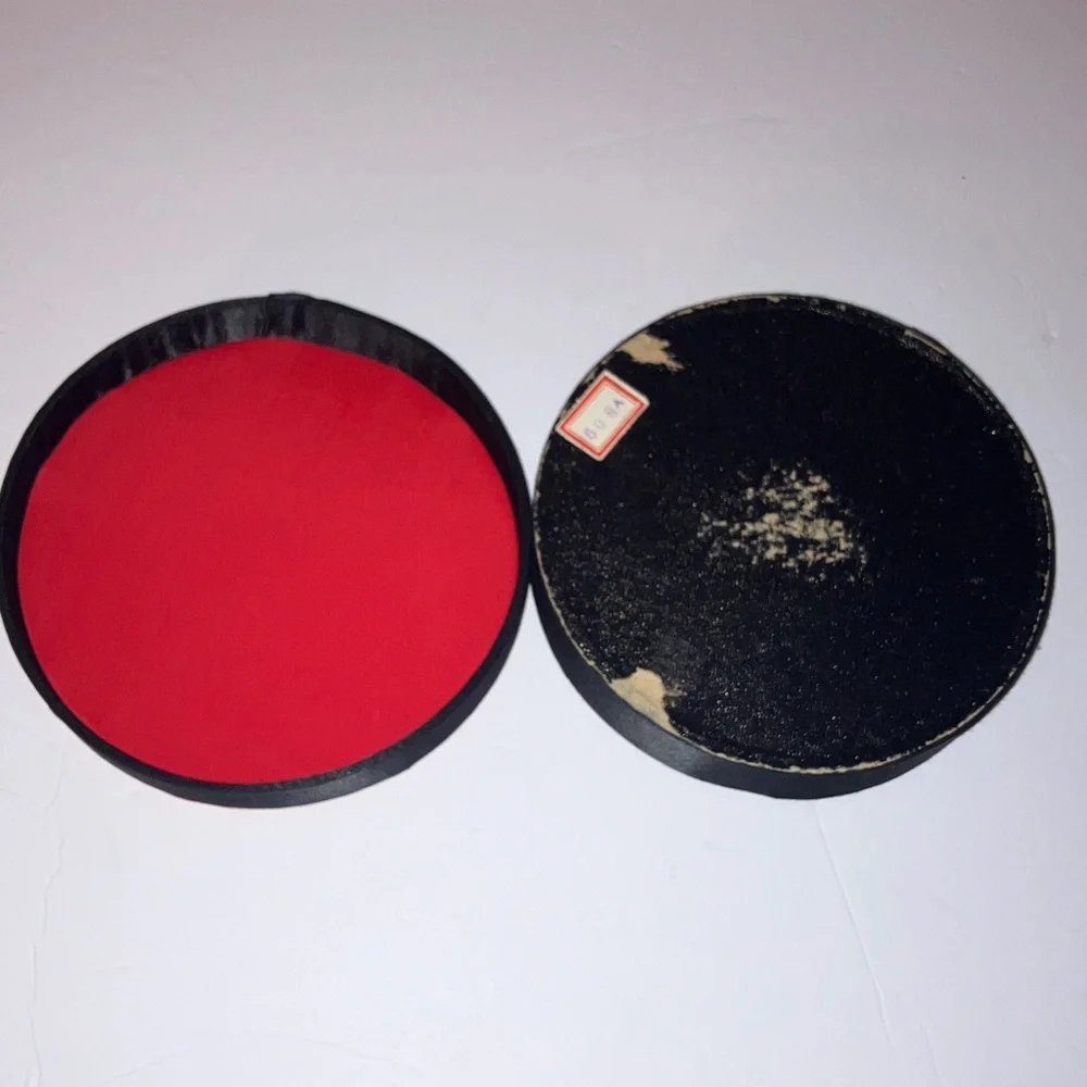 Vintage Red and Black‎ Round Satin Jewelry Organizer with Oriental Flair 6”